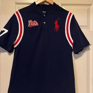 Boys polo short sleeve by polo XL blue w red